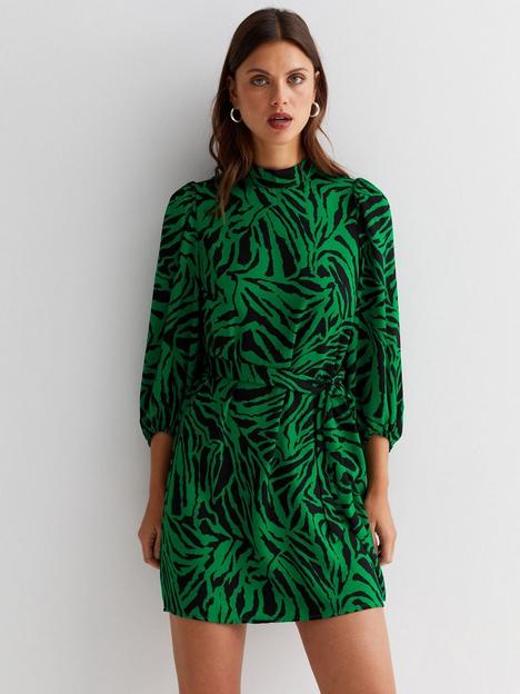 new-look-green-print-tunic-mini-dress