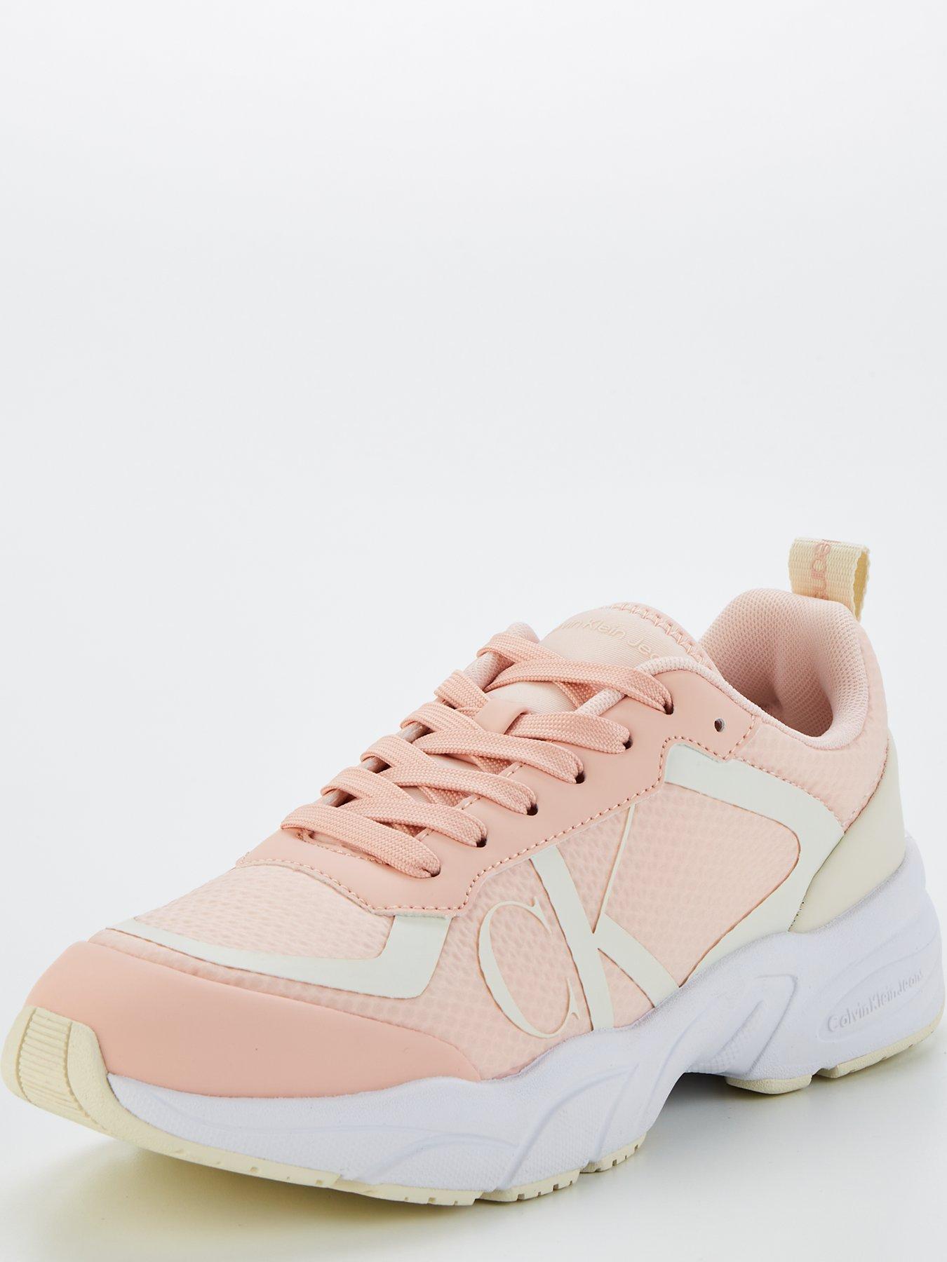  image of calvin-klein-jeans-retro-tennis-over-mesh-trainer-pink