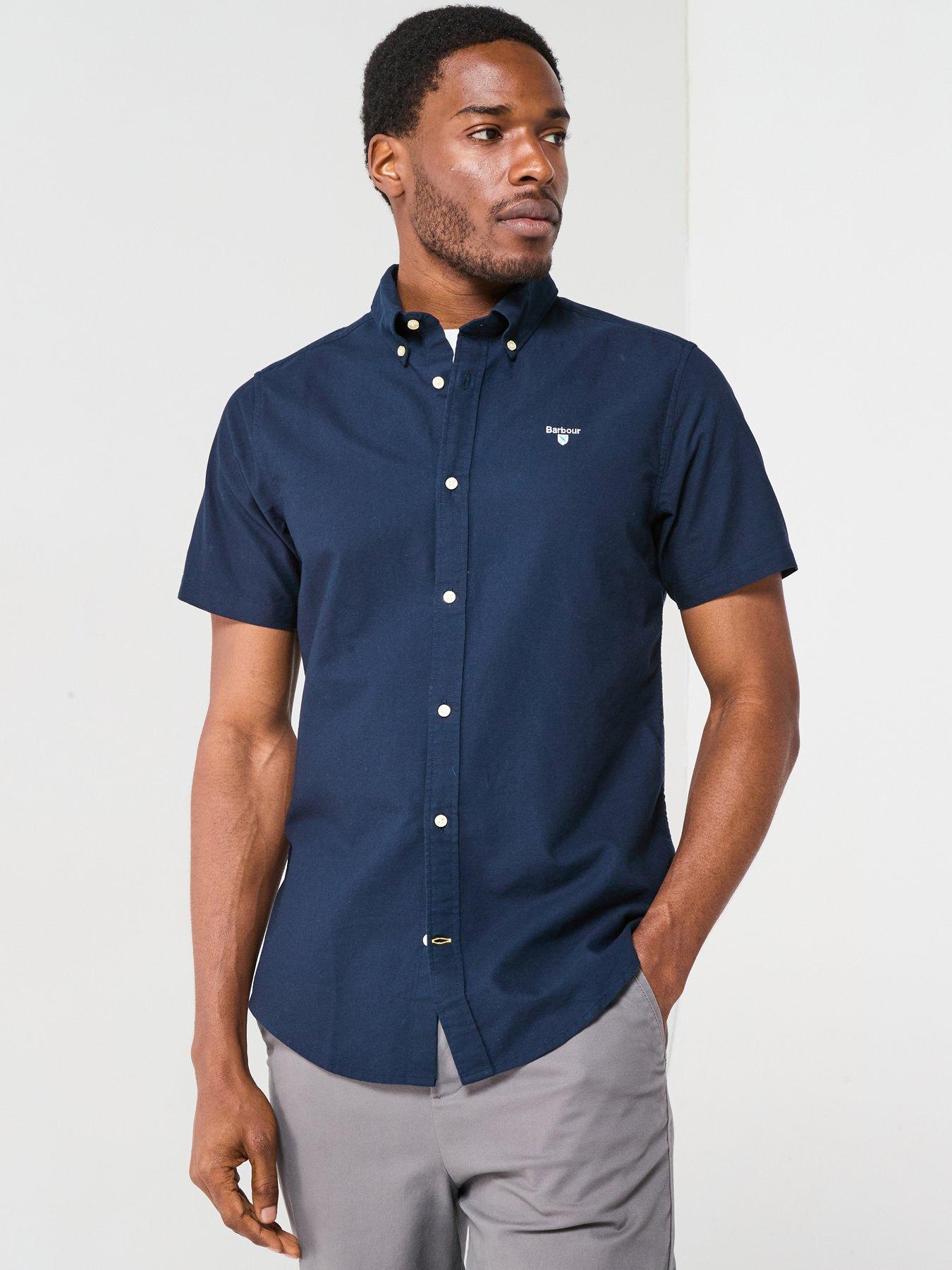 Image 1 of 5 of Barbour Short Sleeve Oxford Tailored Fit Shirt - Navy
