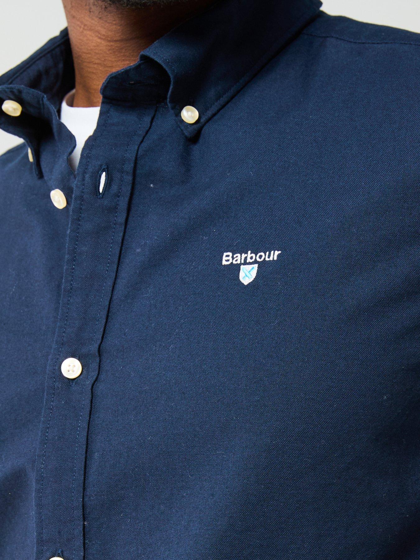 Image 4 of 5 of Barbour Short Sleeve Oxford Tailored Fit Shirt - Navy