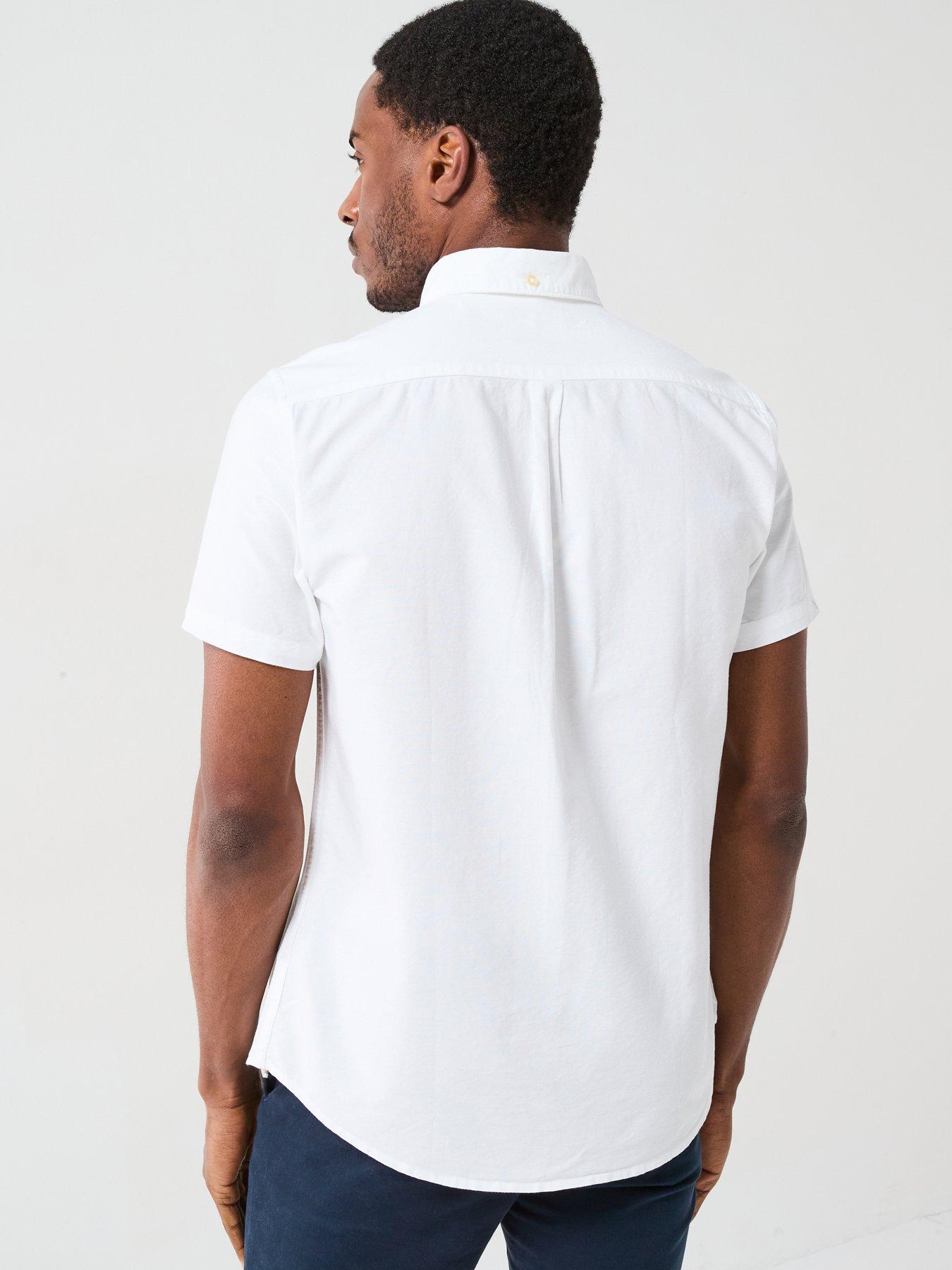  image of barbour-short-sleeve-oxford-tailored-fit-shirt-white