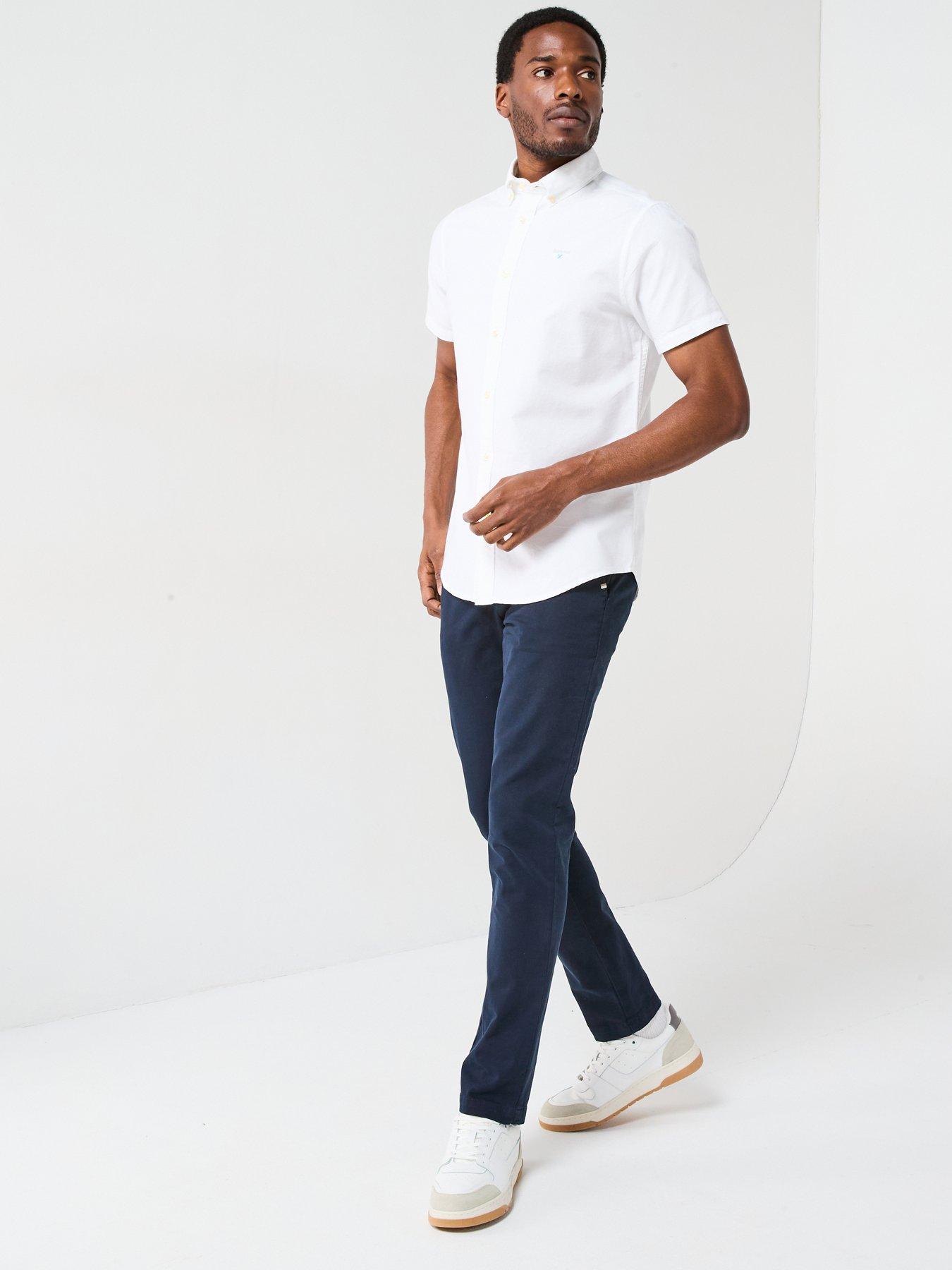  image of barbour-short-sleeve-oxford-tailored-fit-shirt-white