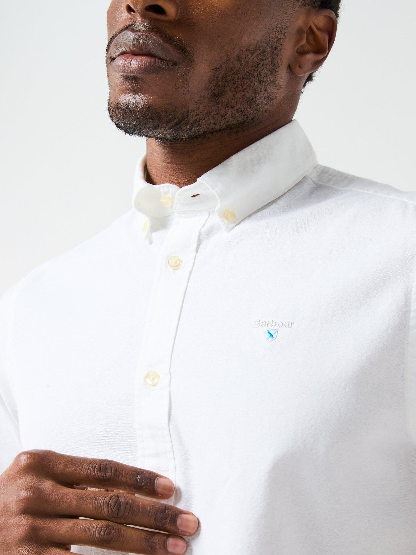  image of barbour-short-sleeve-oxford-tailored-fit-shirt-white