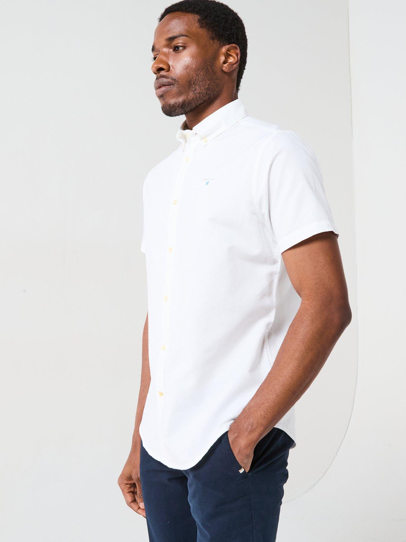  image of barbour-short-sleeve-oxford-tailored-fit-shirt-white