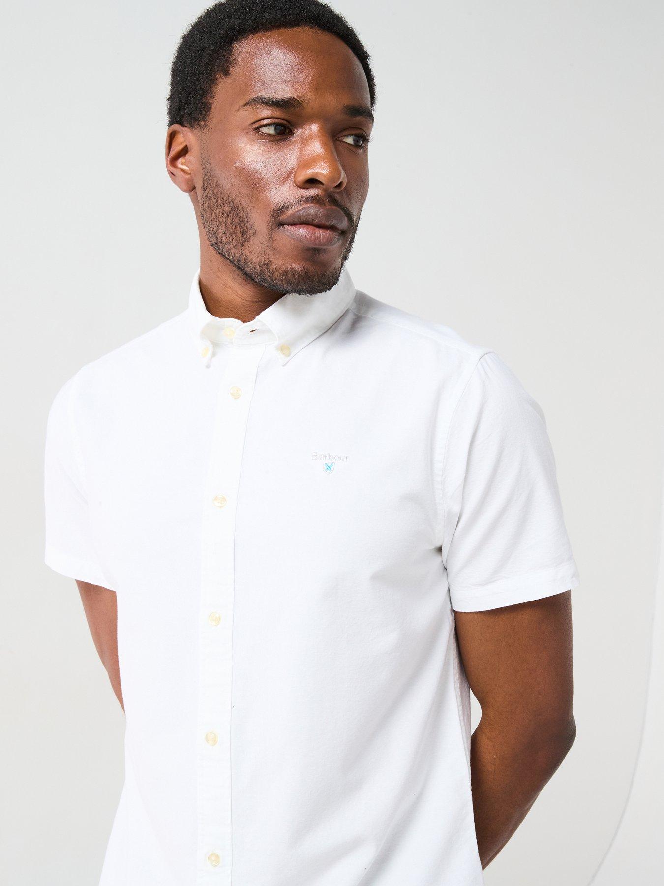  image of barbour-short-sleeve-oxford-tailored-fit-shirt-white