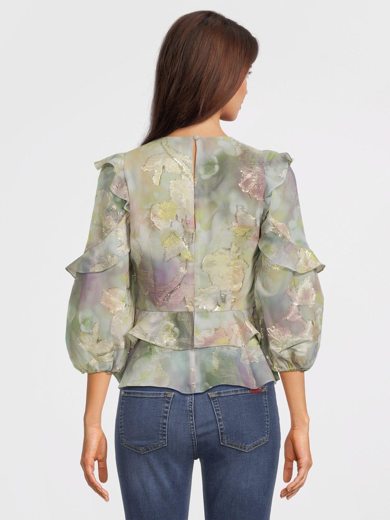  image of ted-baker-dilliee-fit-and-flare-top-with-ruffle-detail-white