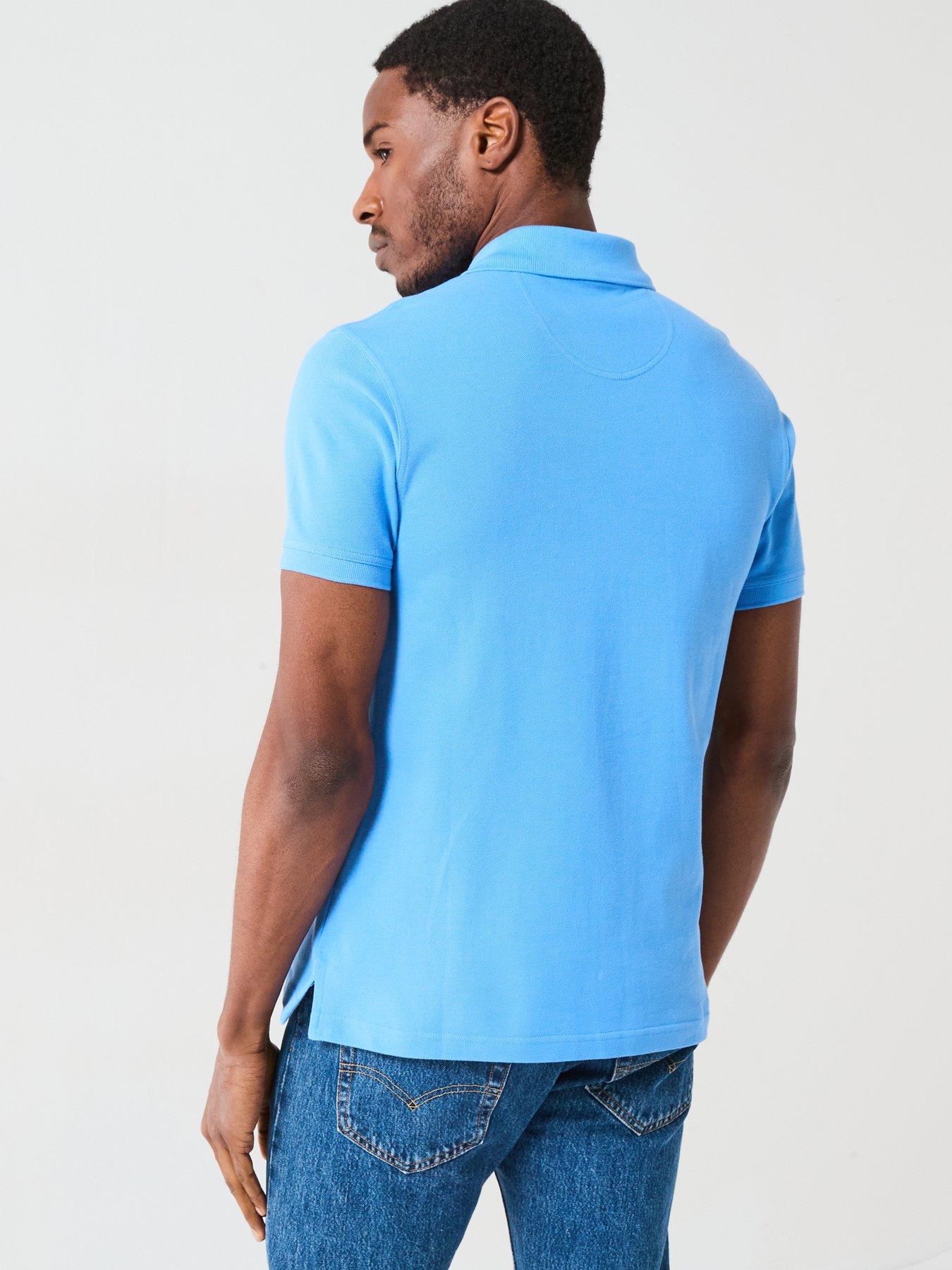 stillFront image of barbour-tartan-pique-polo-shirt-blue