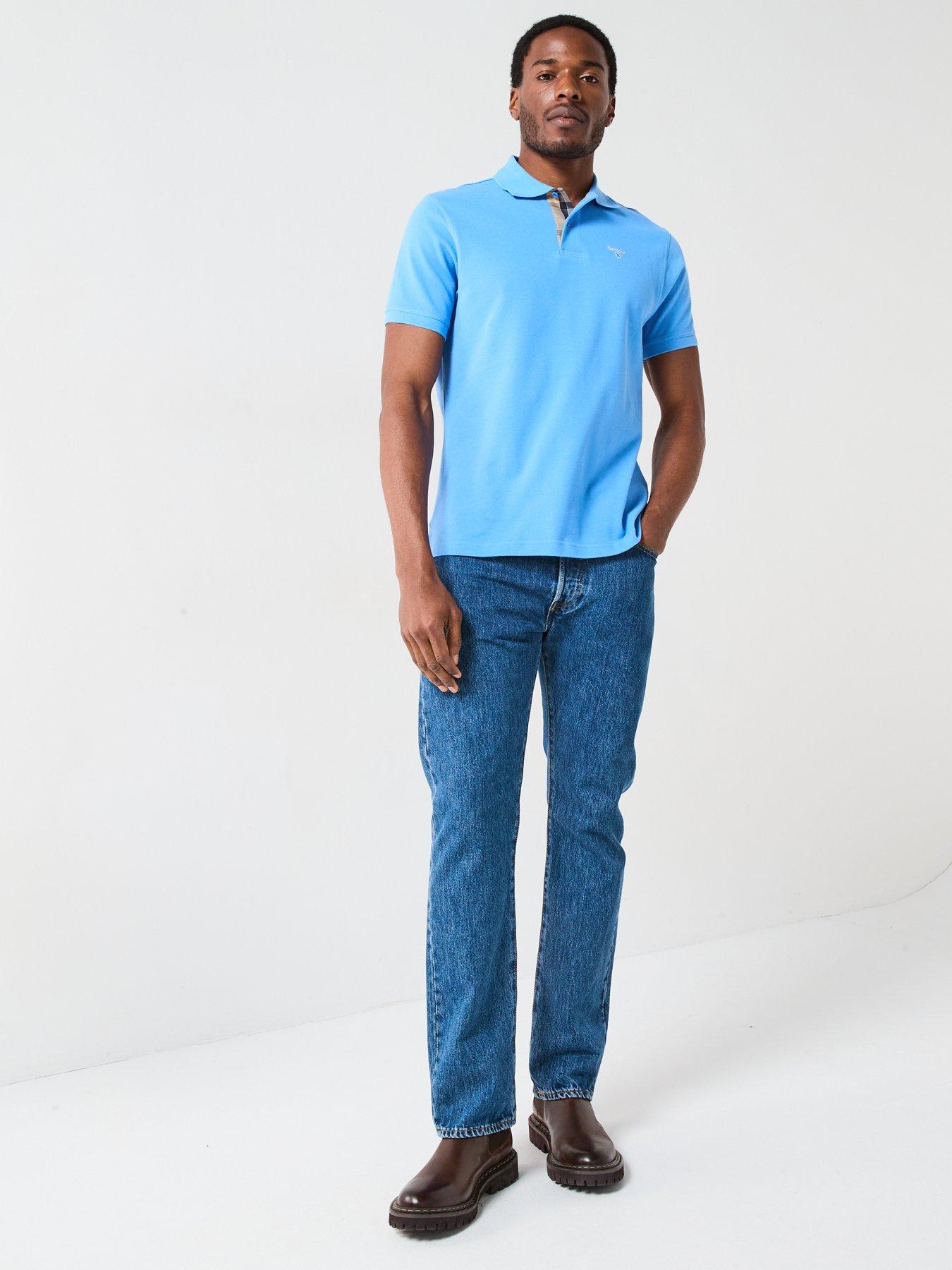  image of barbour-tartan-pique-polo-shirt-blue