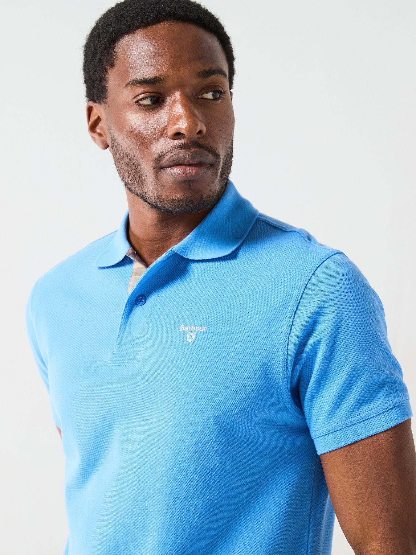  image of barbour-tartan-pique-polo-shirt-blue