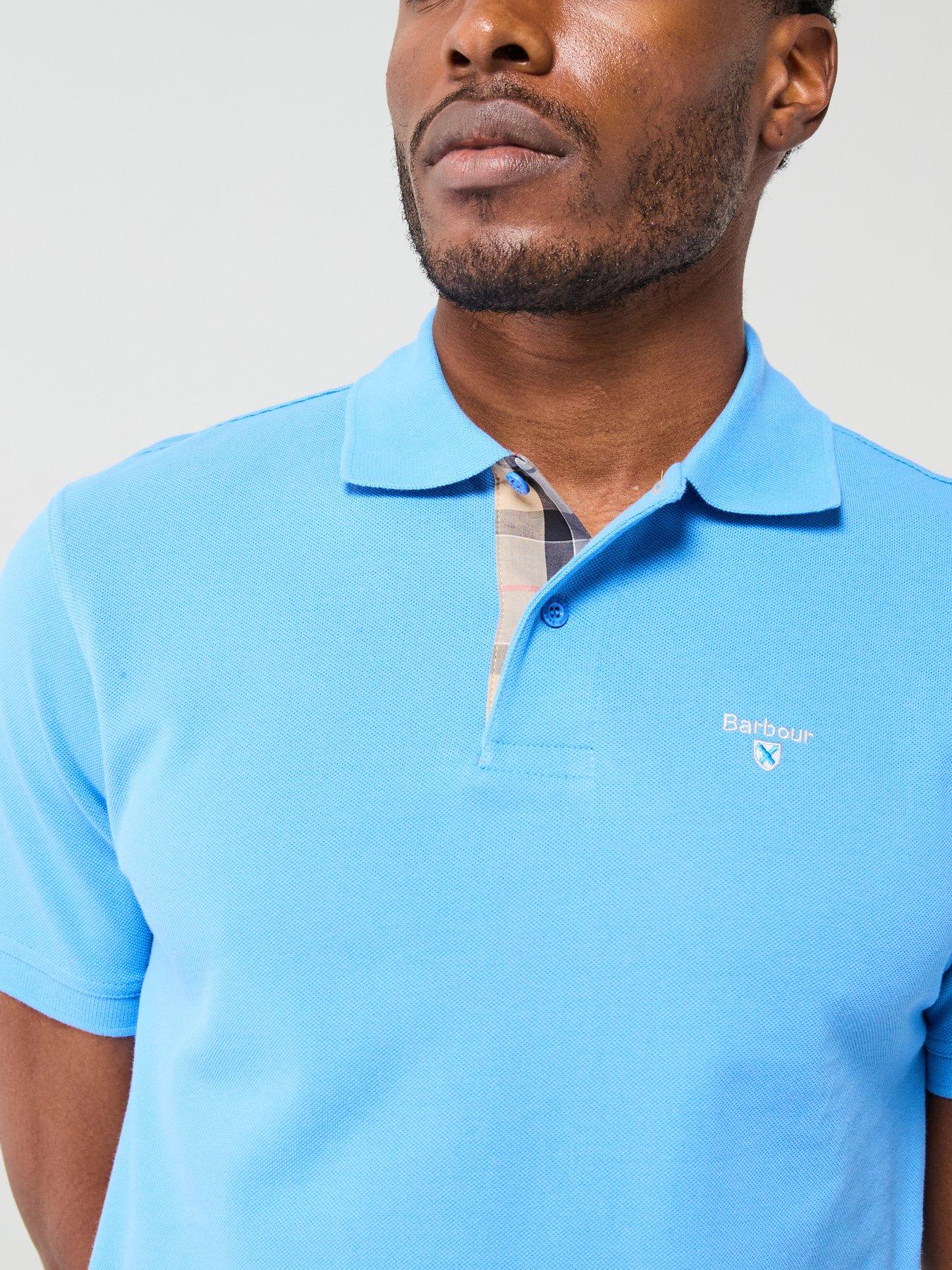  image of barbour-tartan-pique-polo-shirt-blue