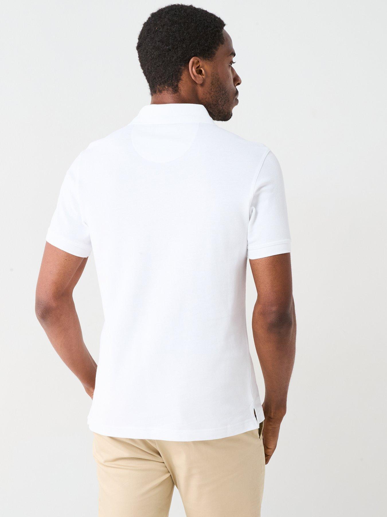 Image 2 of 6 of Barbour Mens Tartan Placket Cotton Pique Polo Shirt - White
