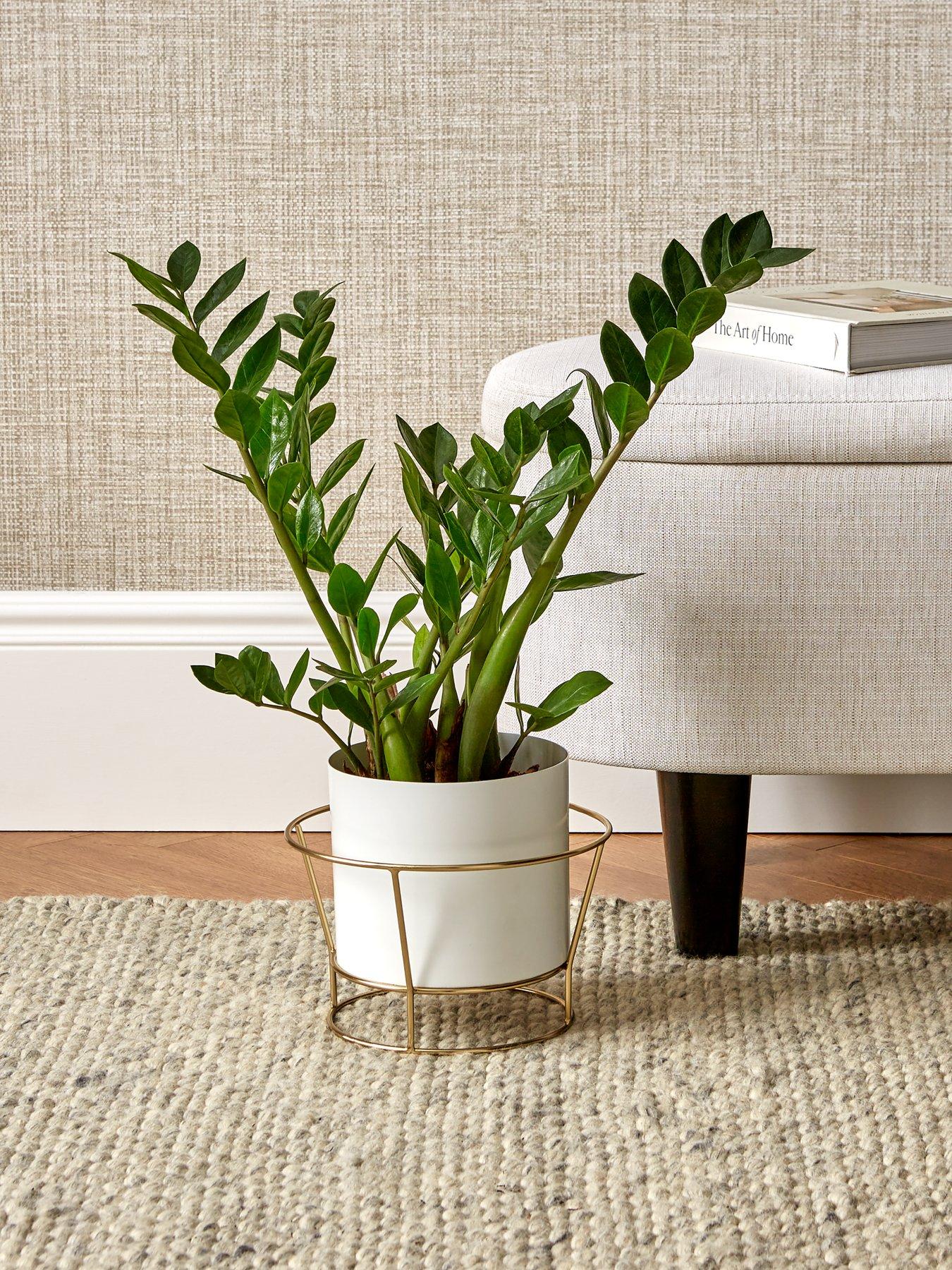 undefined Gigi White Metal Planter on Stand