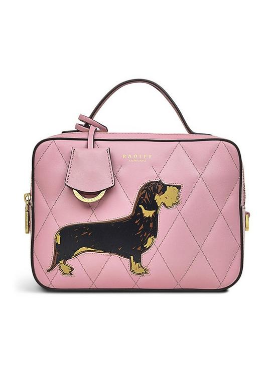 front image of radley-and-friends-leather-small-ziptop-crossbody-vintage-pink