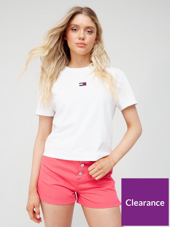 front image of tommy-jeans-badge-tee-white