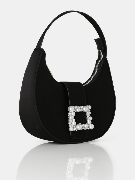 back image of public-desire-the-pearl-satin-shoulder-bag-black-satin