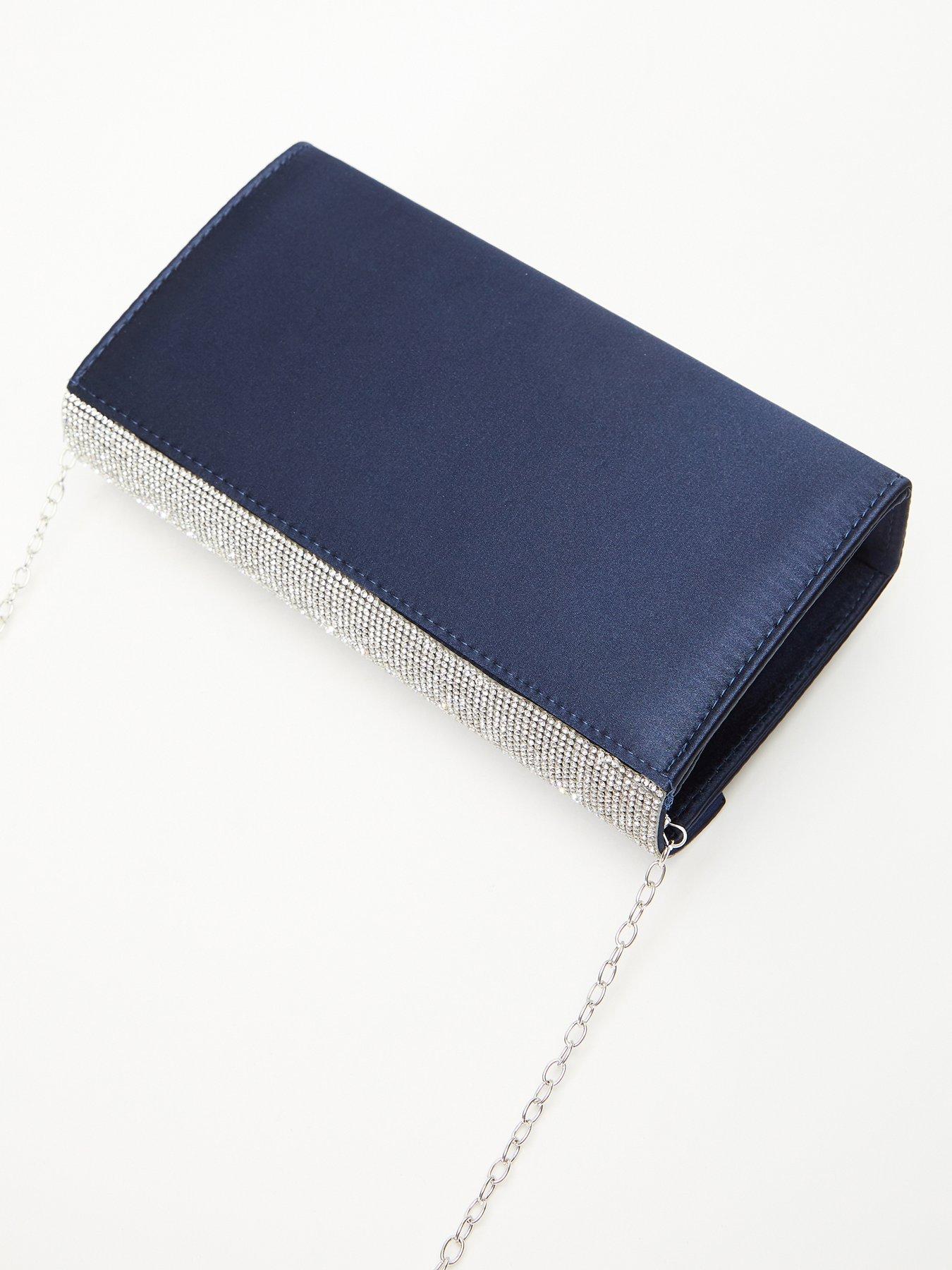 Navy diamante clutch discount bag