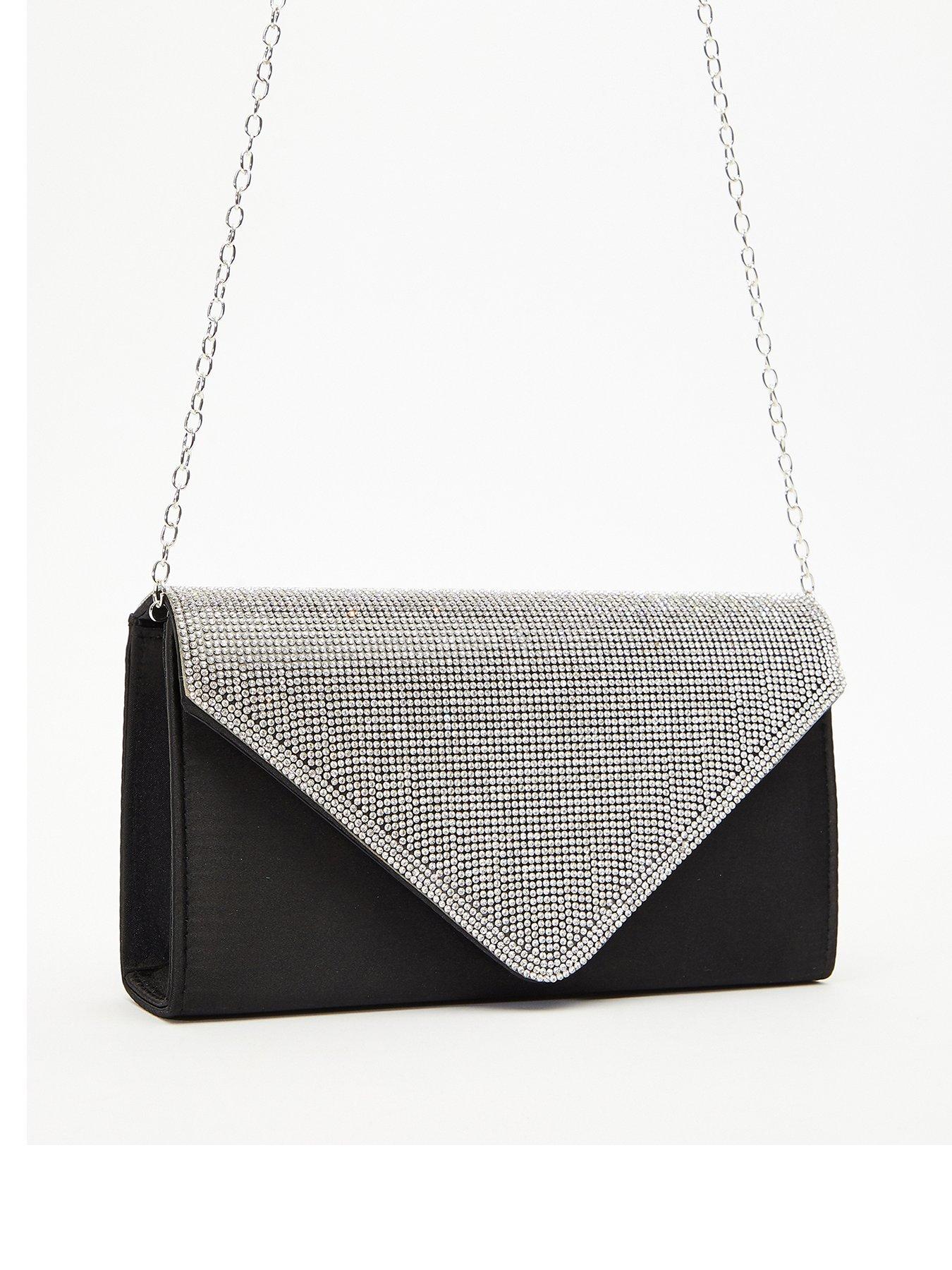 Satin Diamante Clutch Bag