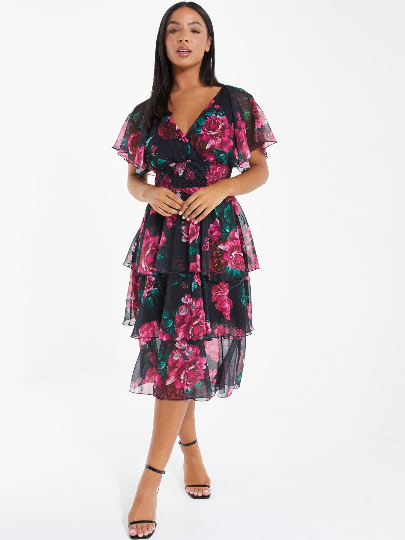 Quiz Floral Chiffon Midi Dress