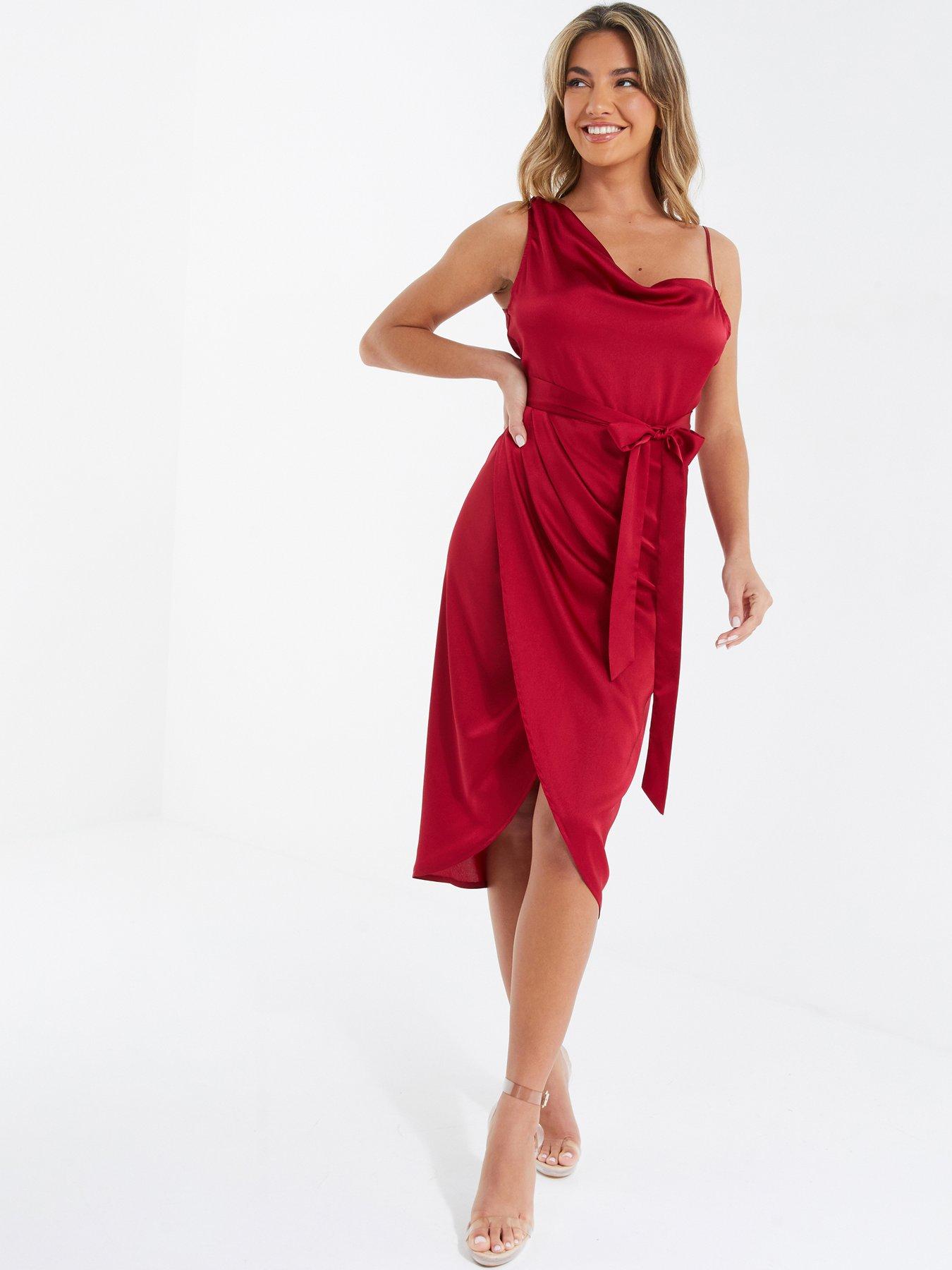 Plum One Shoulder Knot Skirt Midi Dress – AX Paris