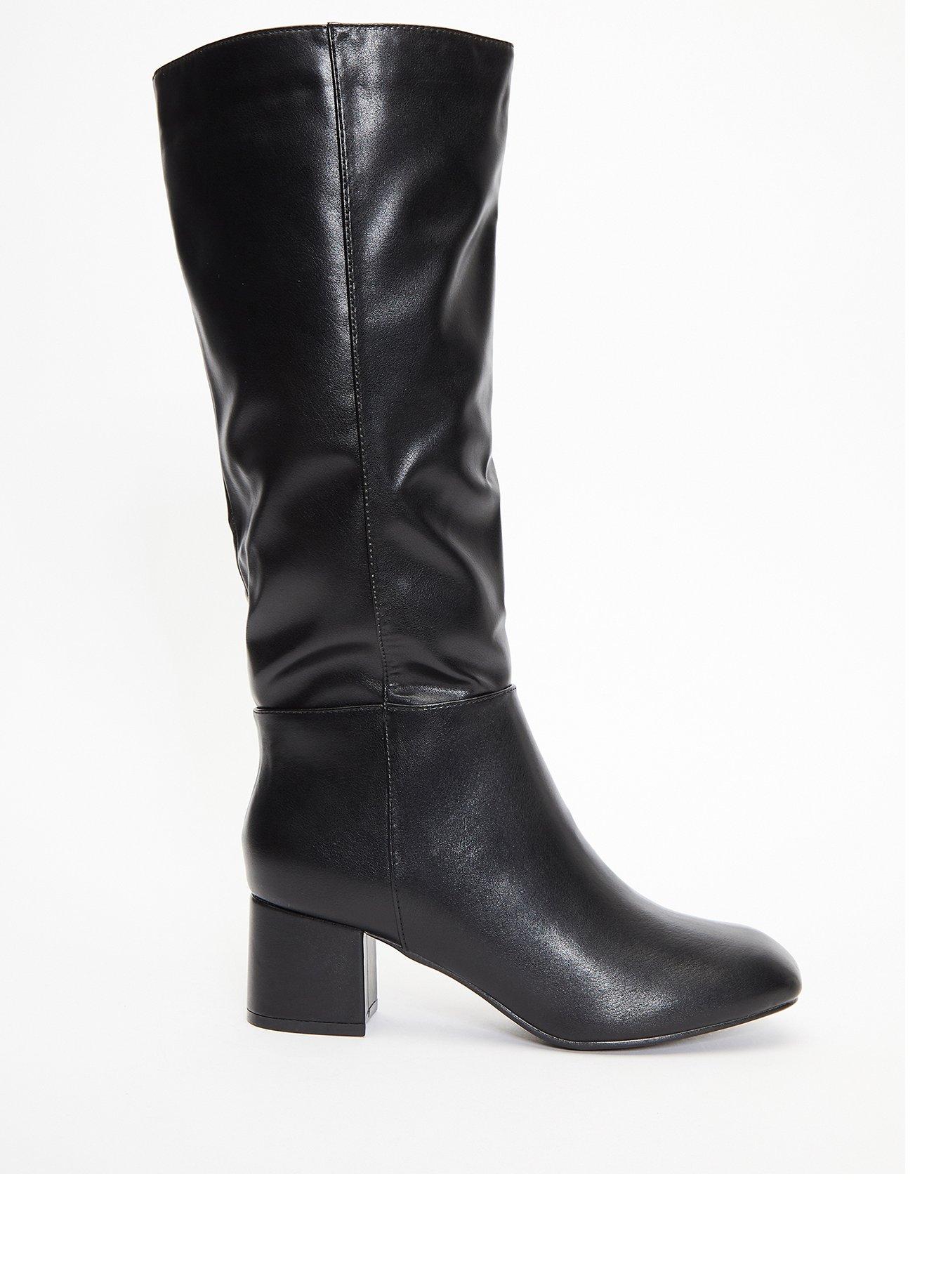 Quiz Faux Leather Knee High Boots | littlewoods.com