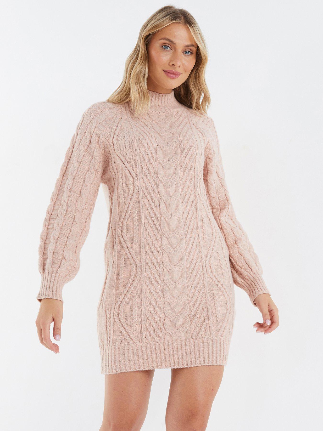 Cable Knit Roll Neck Midi Jumper Dress, SOSANDAR