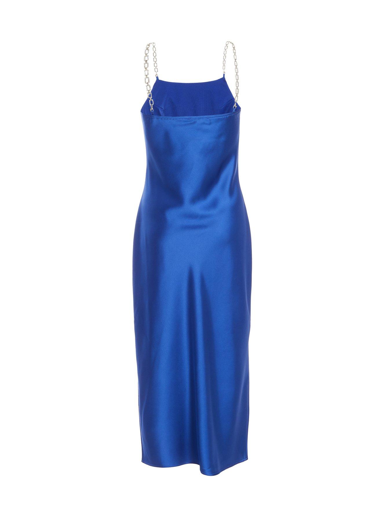 blue satin diamante maxi dress Cobalt Heavy Satin Diamante Detail Halter Maxi Dress