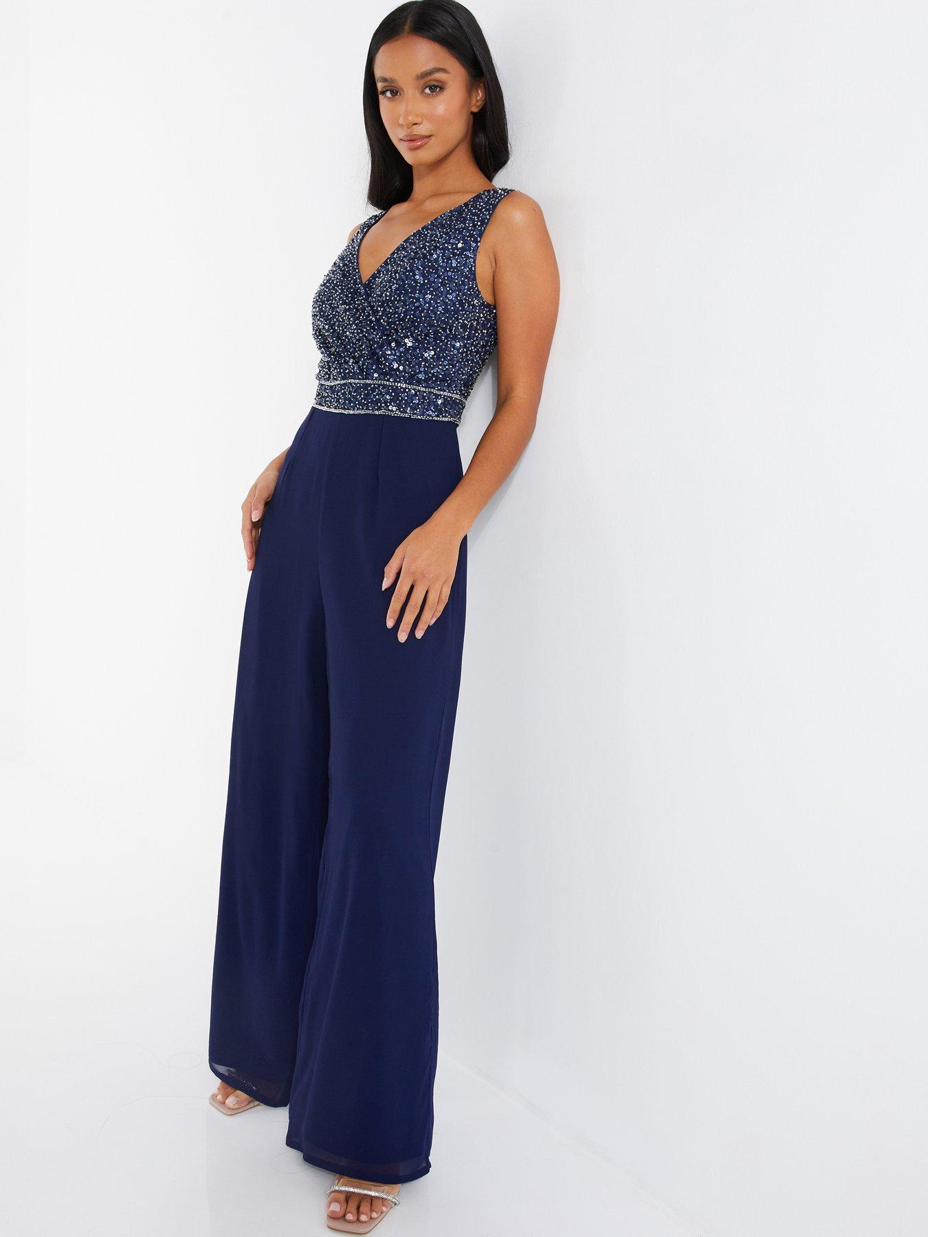 Quiz blue sequin hot sale jumpsuit