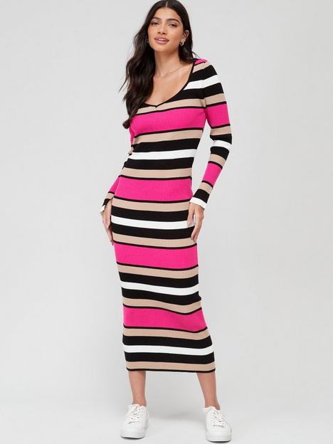 v-by-very-stripe-knitted-midi-dress-multi
