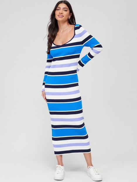 v-by-very-stripe-knitted-midi-dress-multi