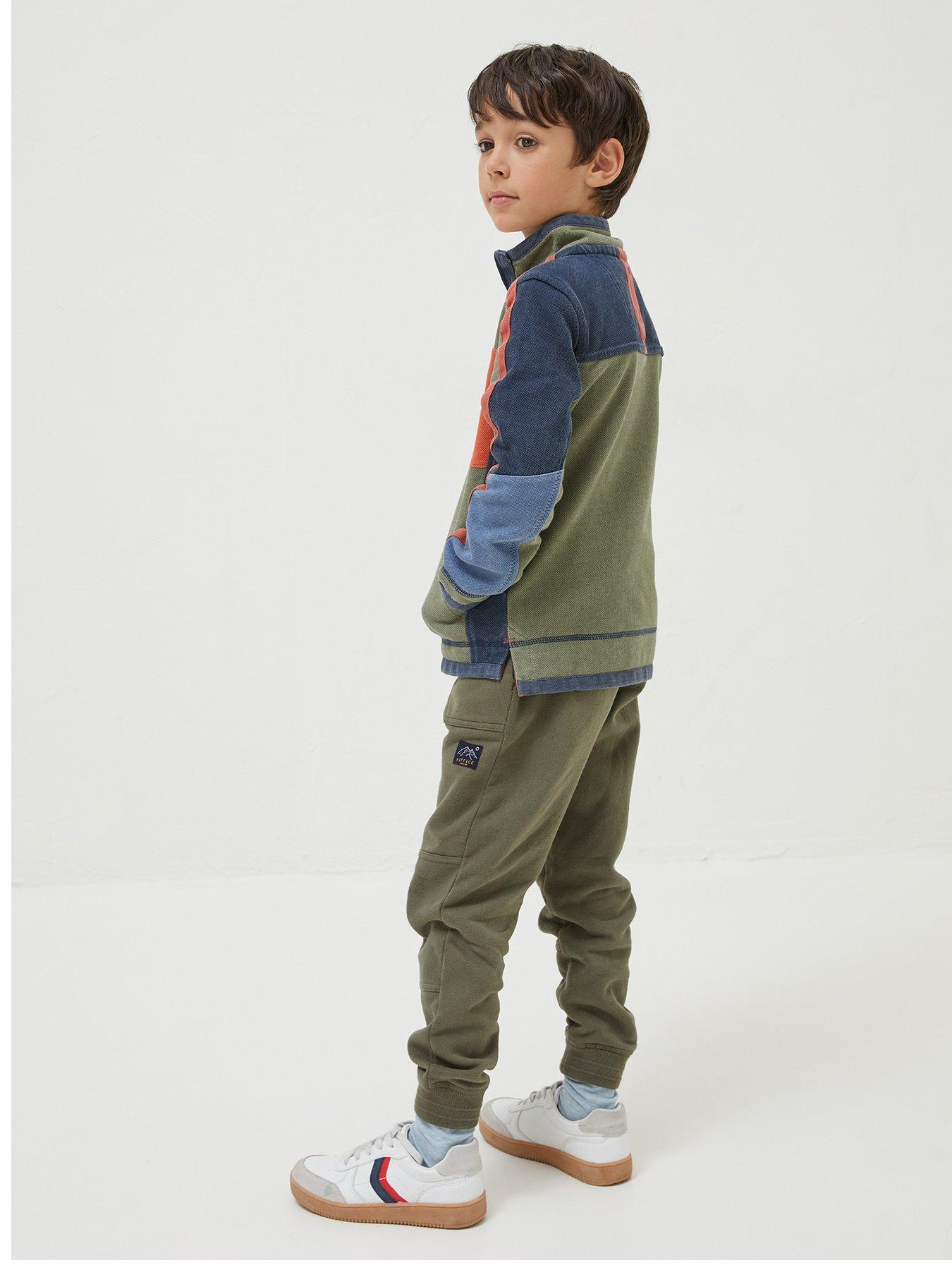  image of fatface-boys-airlie-mini-me-stripe-sweat-khaki-green