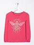  image of fatface-girls-bee-graphic-t-shirt-raspberry-red