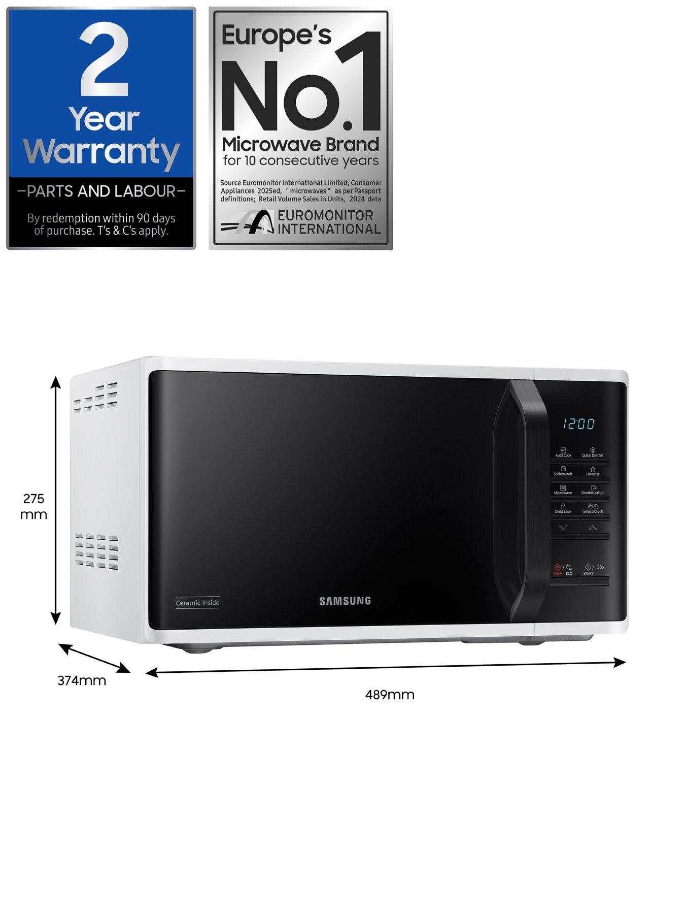 Image 7 of 8 of Samsung MS23K3513AW/EU Solo 23-Litre Microwave with Quick Defrost - White