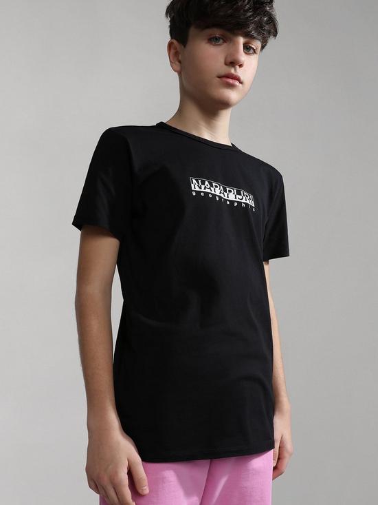 front image of napapijri-kids-s-box-short-sleeve-t-shirt-black
