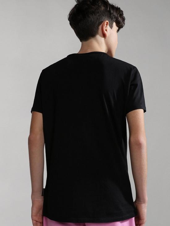 back image of napapijri-kids-s-box-short-sleeve-t-shirt-black