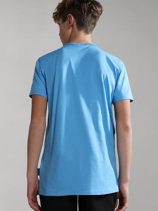 back image of napapijri-kids-s-box-short-sleeve-t-shirt-blue