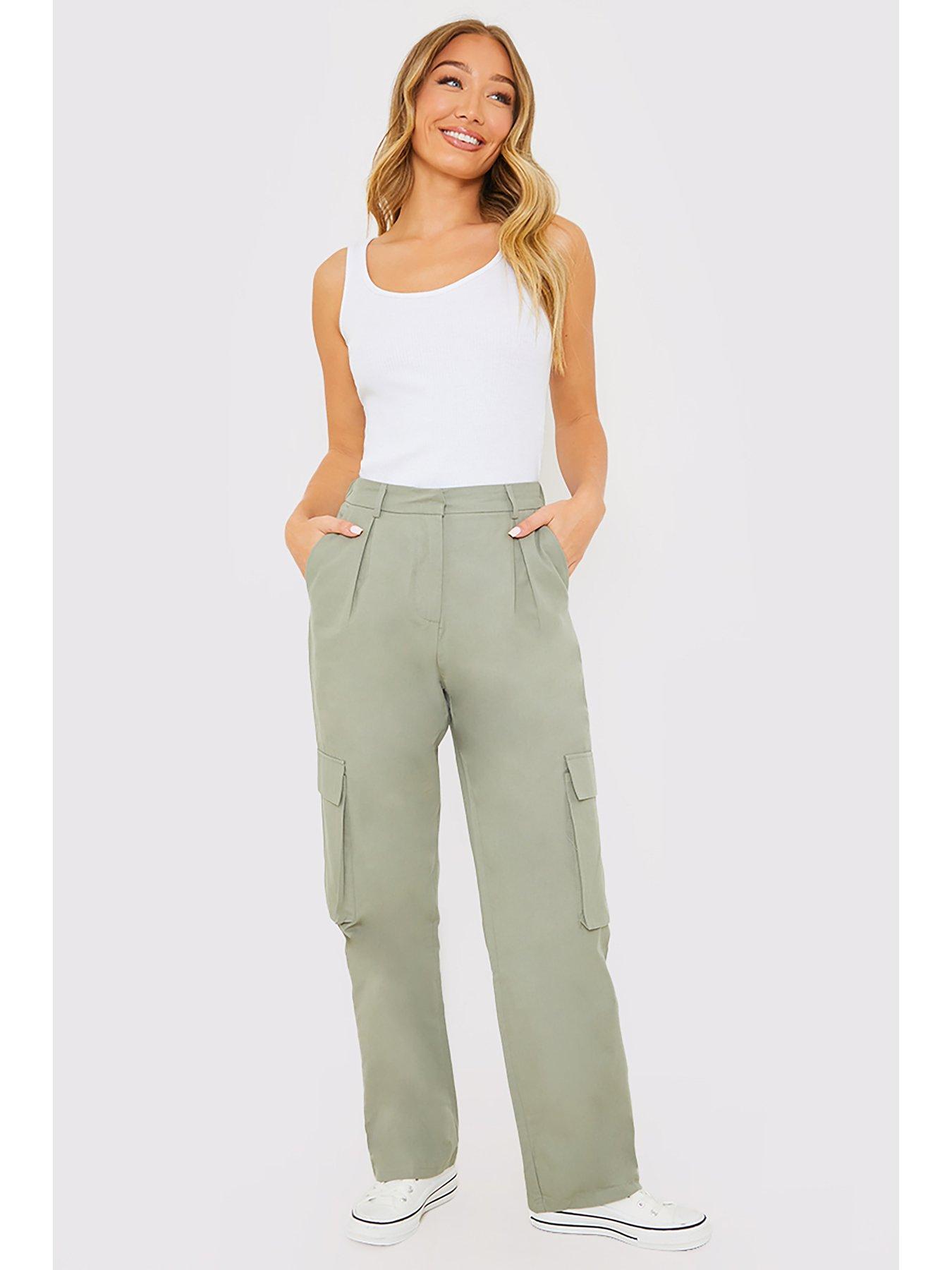 Perrie Sian Khaki Cargo Trousers With Pocket Detail