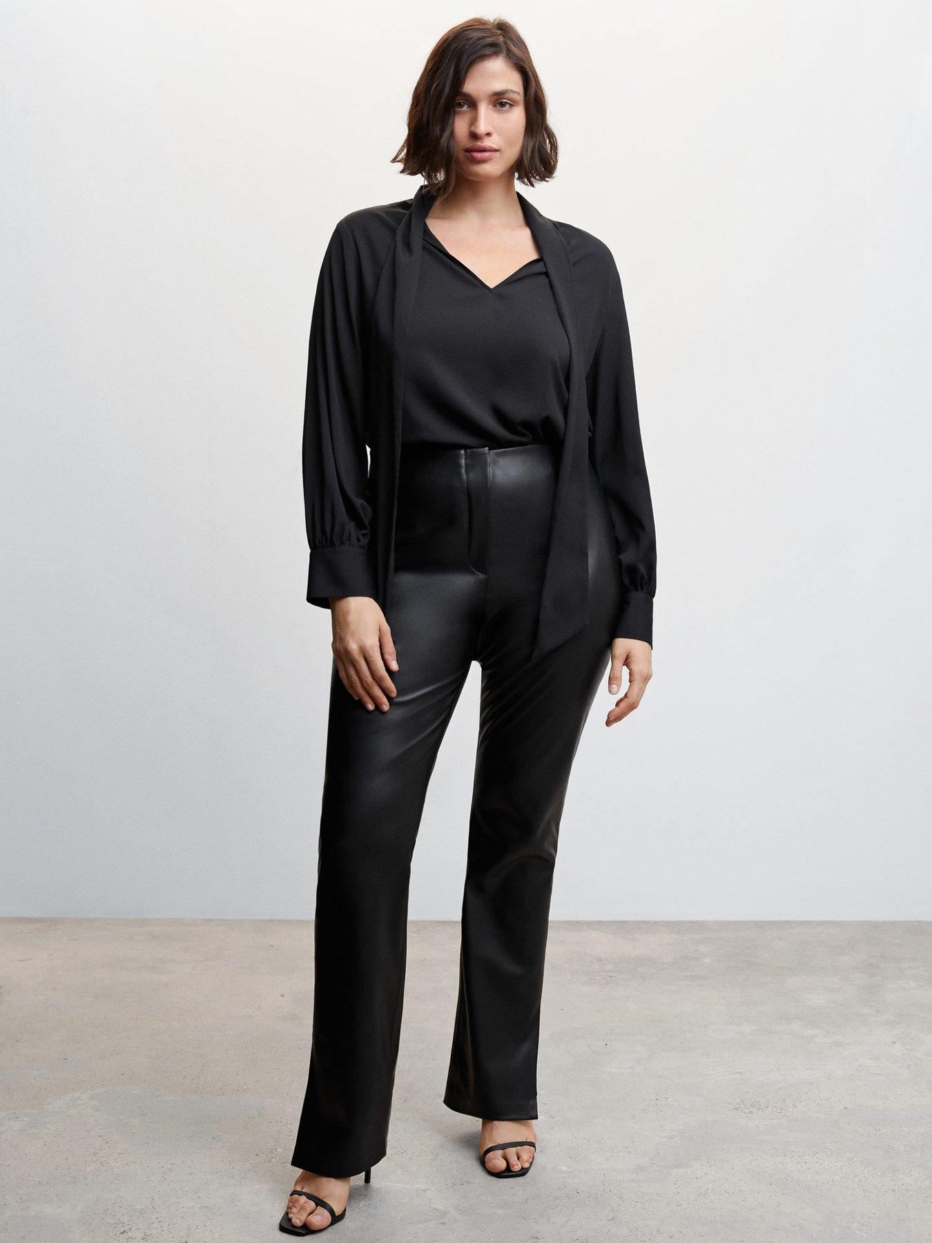  image of mango-pu-split-trouser-black