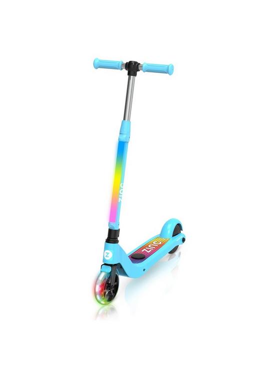 front image of zinc-light-up-electric-starlight-scooter-blue