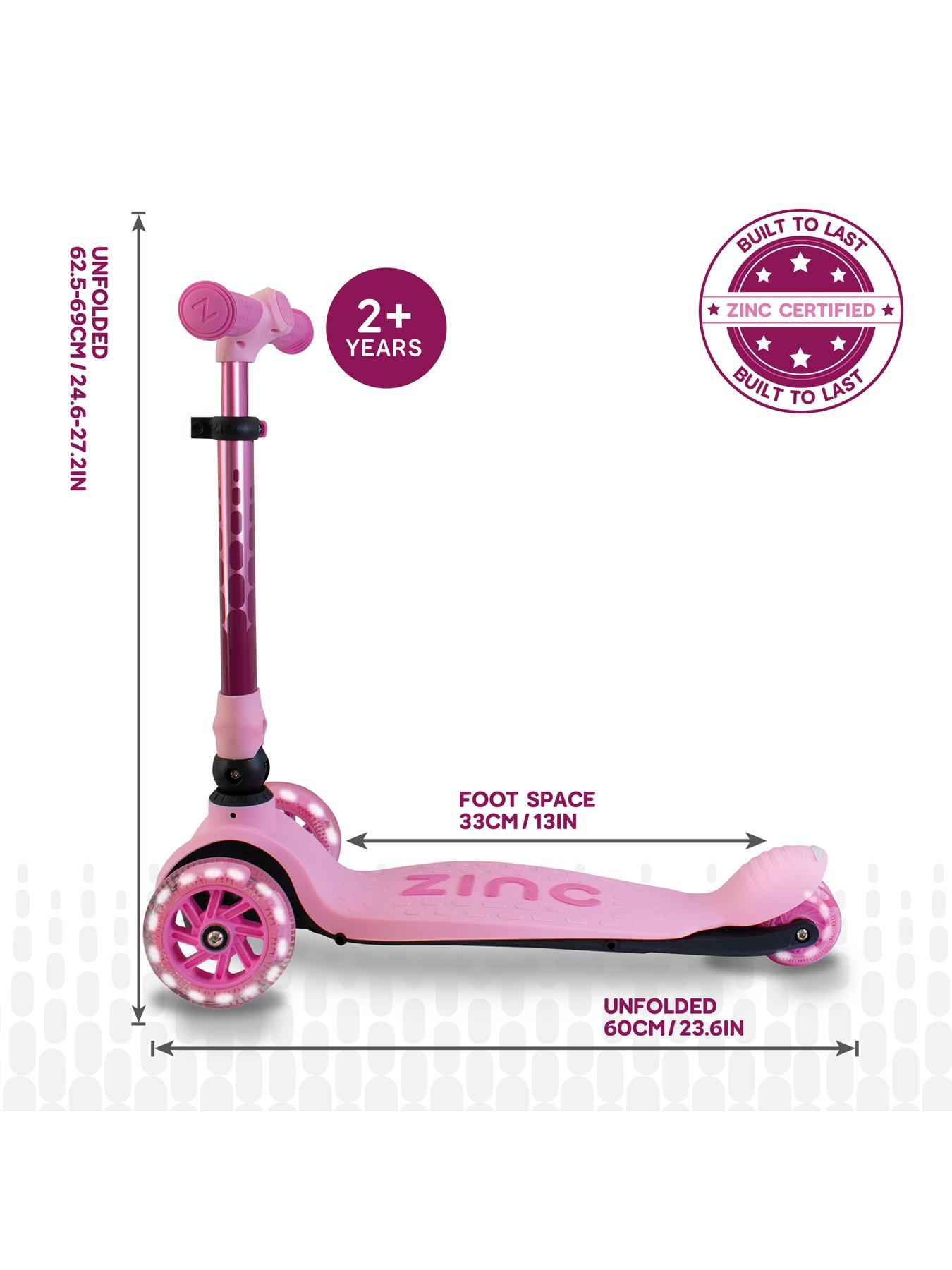 Image 3 of 8 of Zinc Three-Wheeled Folding Scooter - Ruby Pink