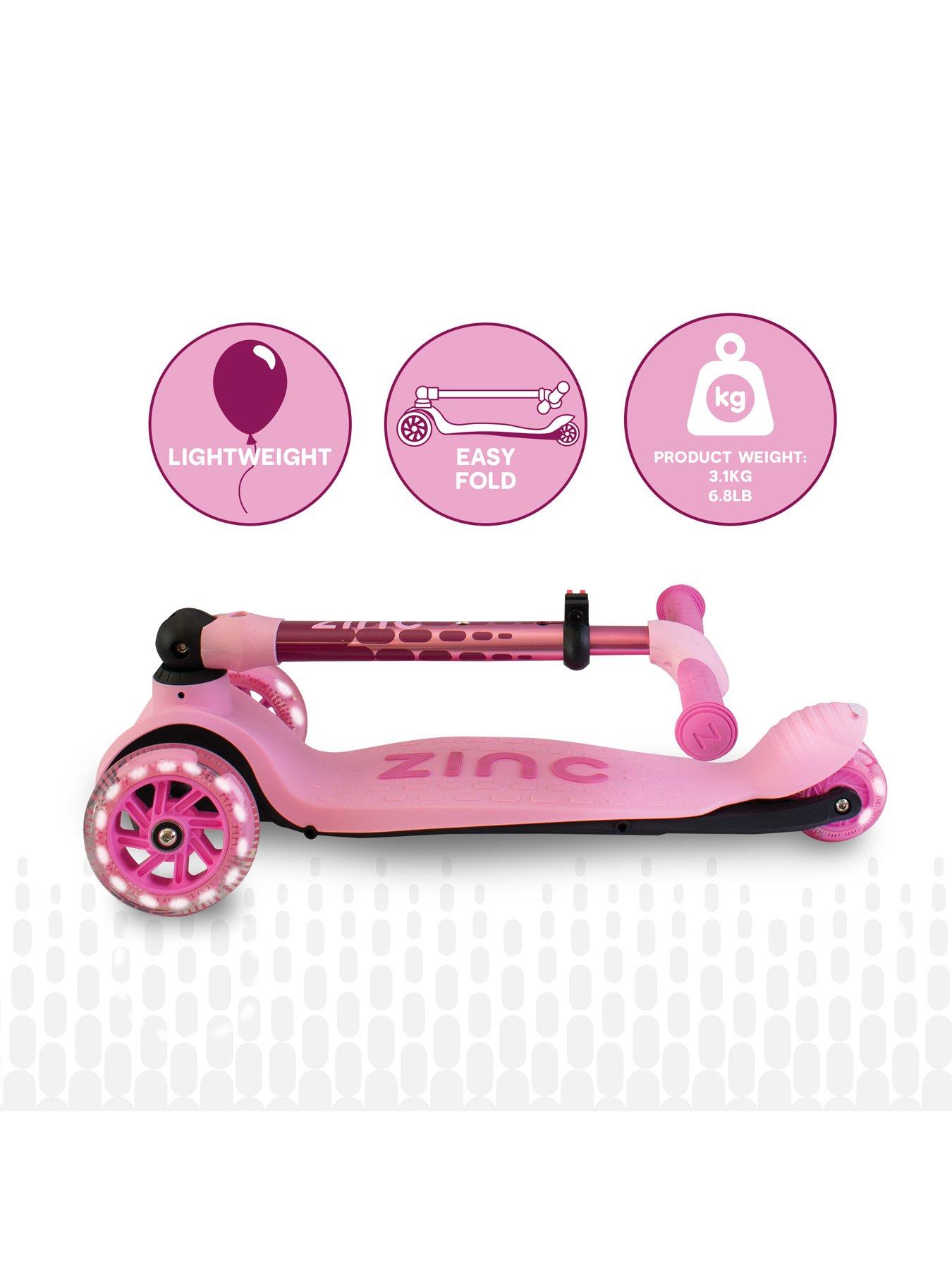 Image 5 of 8 of Zinc Three-Wheeled Folding Scooter - Ruby Pink
