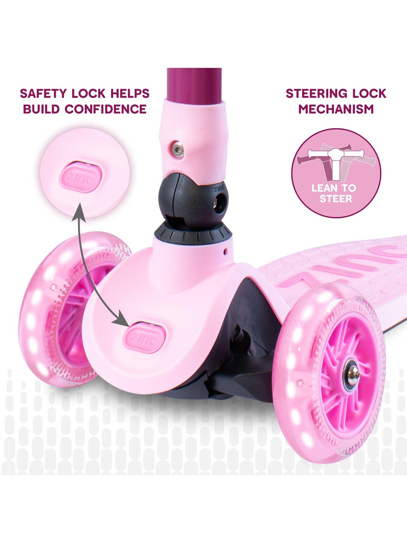Image 6 of 8 of Zinc Three-Wheeled Folding Scooter - Ruby Pink