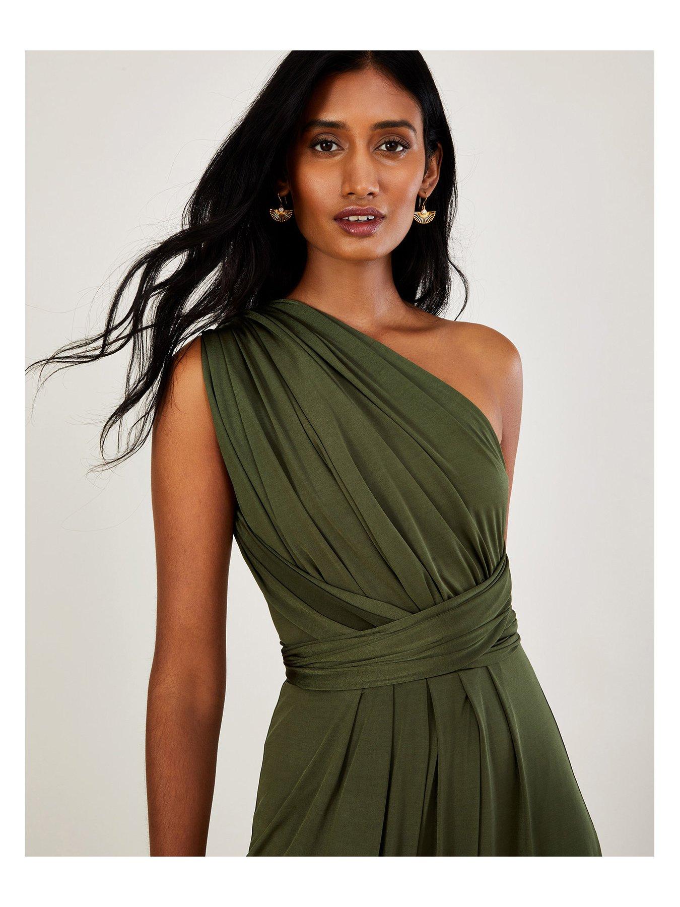 Monsoon Thea Twist Me Tie Me Maxi Bridesmaid Dress - Green | Littlewoods