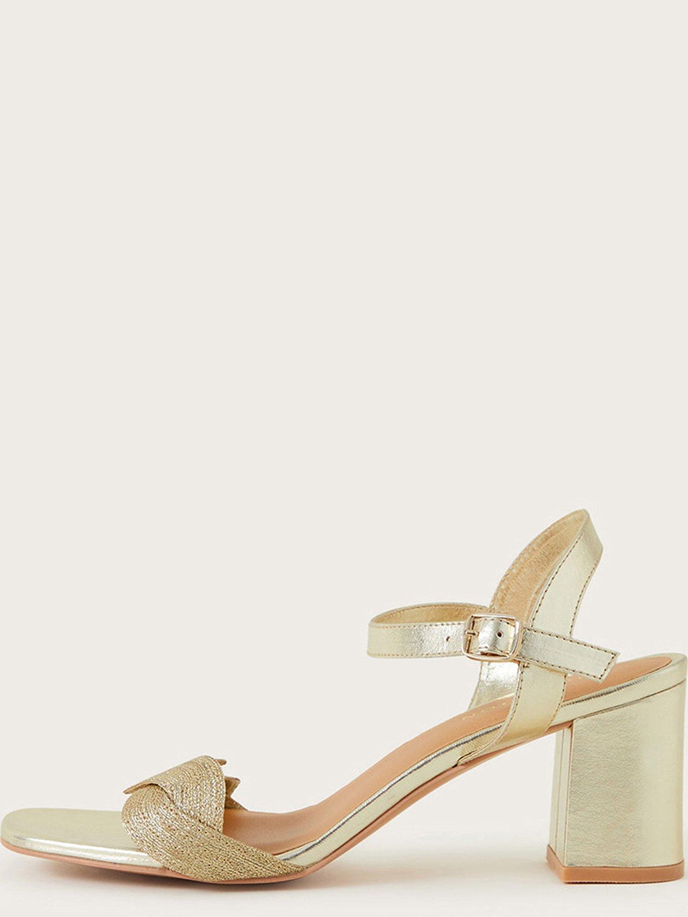 Monsoon Massie Plait Detail Block Heel Sandal Gold littlewoods