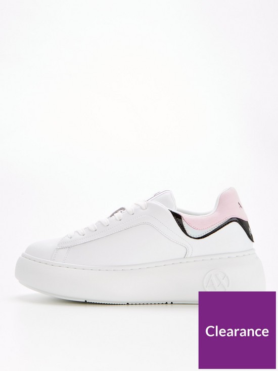 front image of armani-exchange-lace-up-platform-leather-sneaker--nbspwhitenbsp