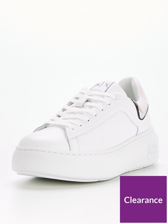 stillFront image of armani-exchange-lace-up-platform-leather-sneaker--nbspwhitenbsp