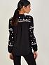  image of monsoon-placement-embroidered-jersey-top-black