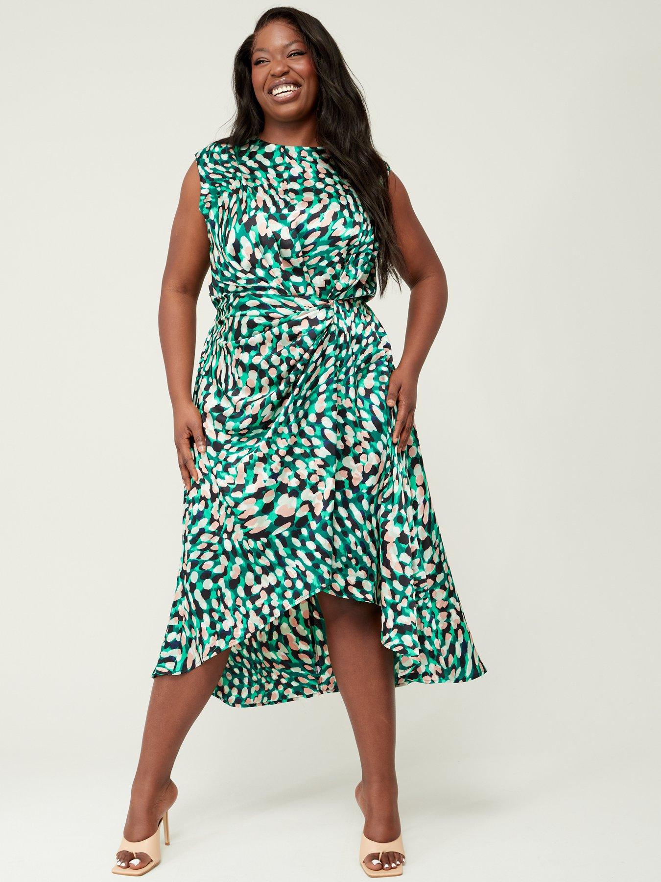 Ax paris green 2024 leopard print wrap dress