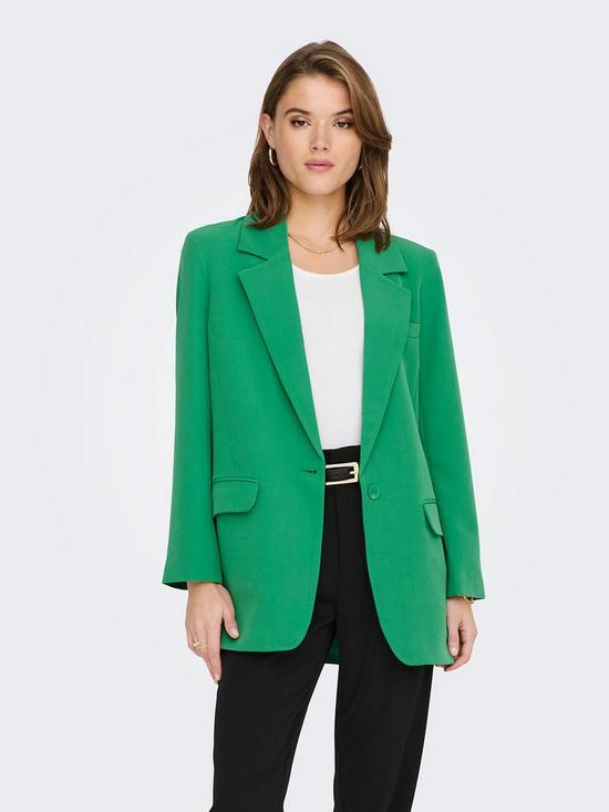 front image of only-long-sleeve-oversized-tailored-blazer-green