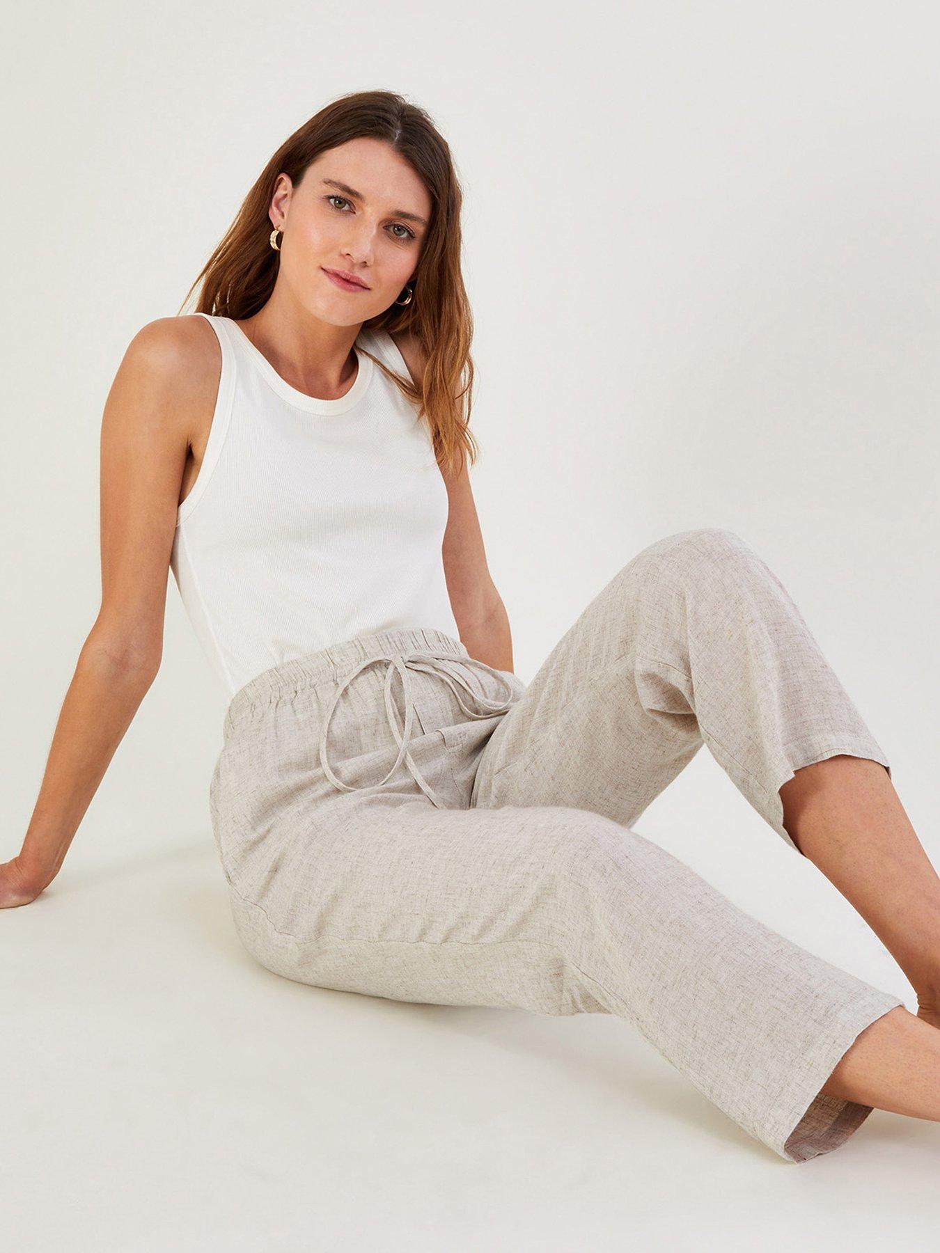  image of monsoon-plain-crop-trouser-beige