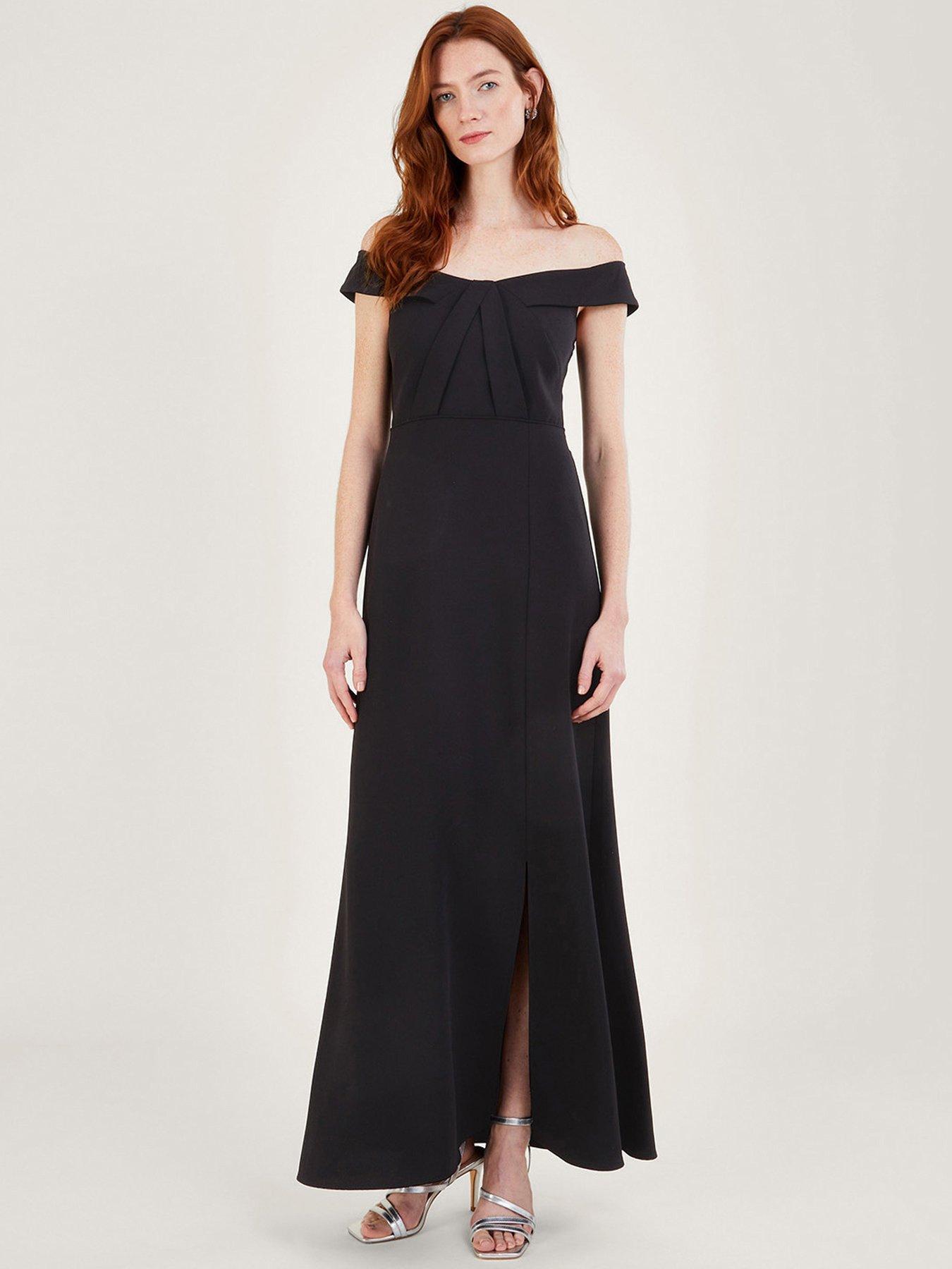 Monsoon Beatrice Crepe Bardot Maxi Bridesmaid Dress littlewoods